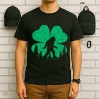 St Patricks Day Bigfoot Sasquatch Irish Clover T-Shirt thumb 6