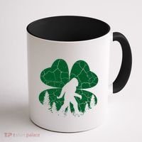 St Patricks Day Bigfoot Sasquatch Irish Clover Coffee Mug thumb 1