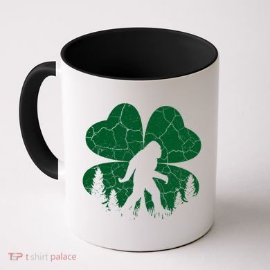 St Patricks Day Bigfoot Sasquatch Irish Clover Coffee Mug