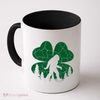 St Patricks Day Bigfoot Sasquatch Irish Clover Coffee Mug thumb 0