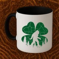 St Patricks Day Bigfoot Sasquatch Irish Clover Coffee Mug thumb 2