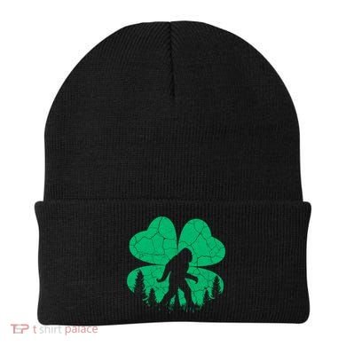 St Patricks Day Bigfoot Sasquatch Irish Clover Beanie