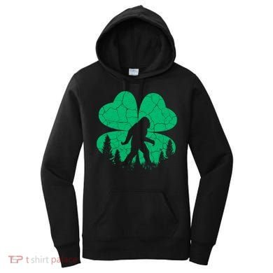 St Patricks Day Bigfoot Sasquatch Irish Clover Women's Hoodie
