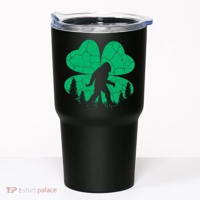 St Patricks Day Bigfoot Sasquatch Irish Clover Tumbler