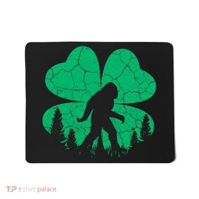 St Patricks Day Bigfoot Sasquatch Irish Clover Mousepad