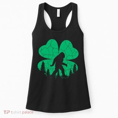 St Patricks Day Bigfoot Sasquatch Irish Clover Women's Tank Top