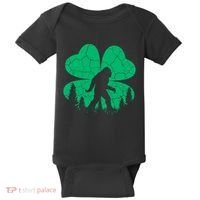 St Patricks Day Bigfoot Sasquatch Irish Clover Baby Bodysuit thumb 0