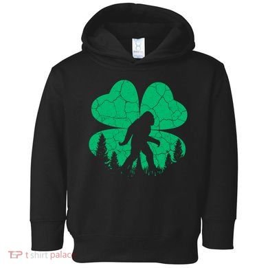 St Patricks Day Bigfoot Sasquatch Irish Clover Toddler Hoodie