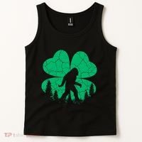 St Patricks Day Bigfoot Sasquatch Irish Clover Tank Top thumb 2