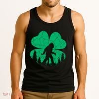 St Patricks Day Bigfoot Sasquatch Irish Clover Tank Top thumb 3