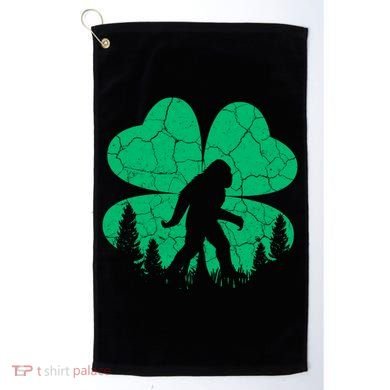 St Patricks Day Bigfoot Sasquatch Irish Clover Golf Towel