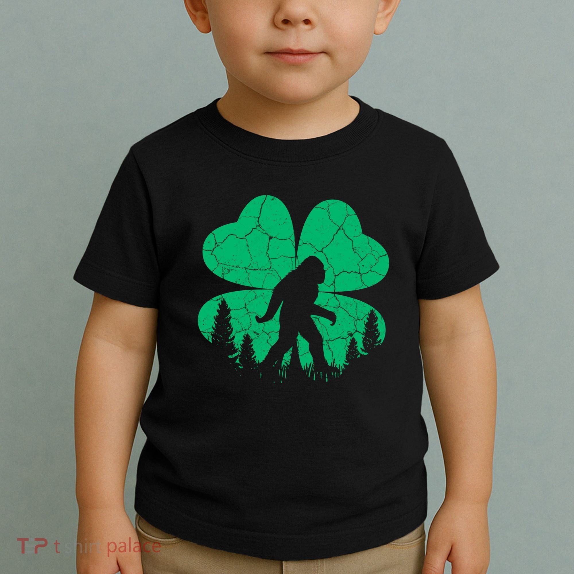St Patricks Day Bigfoot Sasquatch Irish Clover Toddler T-Shirt