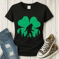 St Patricks Day Bigfoot Sasquatch Irish Clover Women's T-Shirt thumb 3