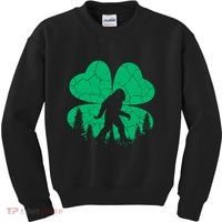 St Patricks Day Bigfoot Sasquatch Irish Clover Kids Sweatshirt thumb 0