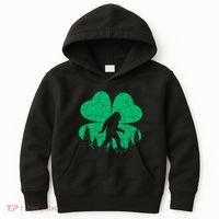 St Patricks Day Bigfoot Sasquatch Irish Clover Kids Hoodie thumb 0