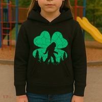 St Patricks Day Bigfoot Sasquatch Irish Clover Kids Hoodie thumb 3