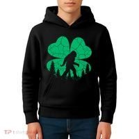 St Patricks Day Bigfoot Sasquatch Irish Clover Kids Hoodie thumb 4
