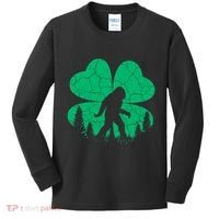 St Patricks Day Bigfoot Sasquatch Irish Clover Kids Long Sleeve Shirt thumb 0