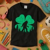 St Patricks Day Bigfoot Sasquatch Irish Clover Kids T-Shirt thumb 3
