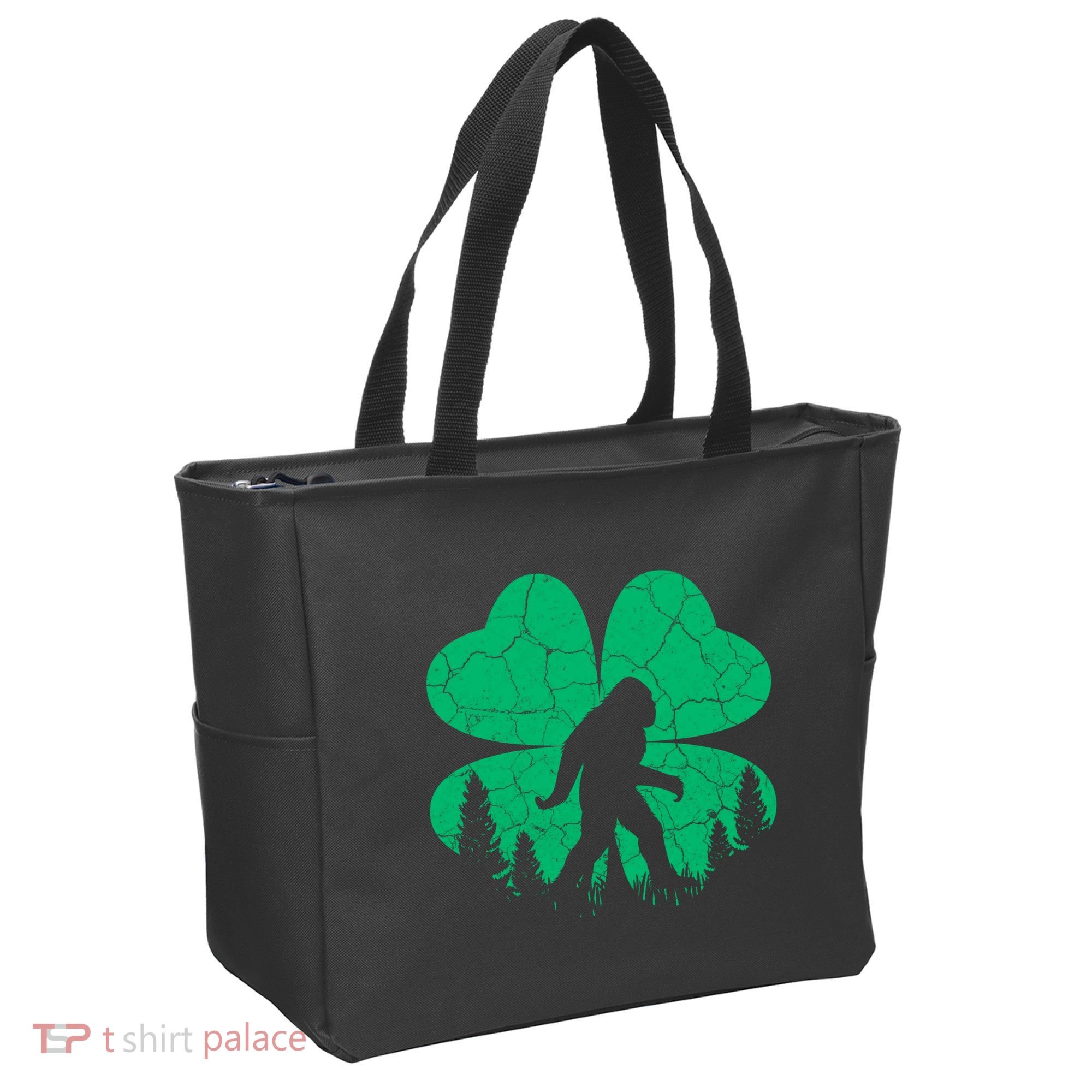 St Patricks Day Bigfoot Sasquatch Irish Clover Tote Bag