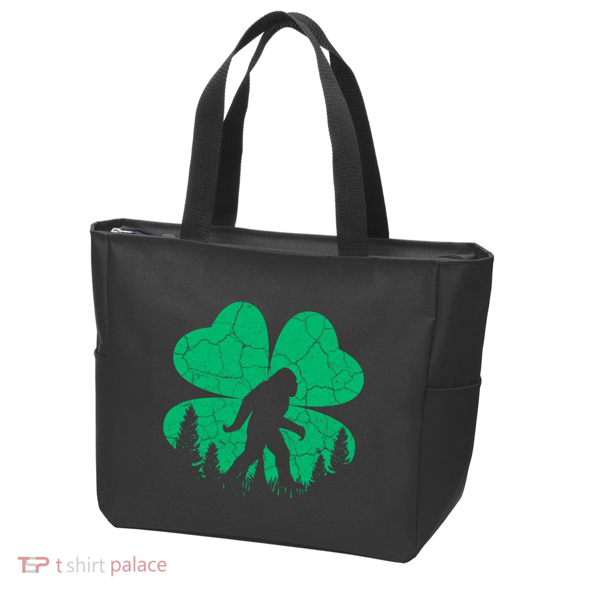 St Patricks Day Bigfoot Sasquatch Irish Clover Tote Bag