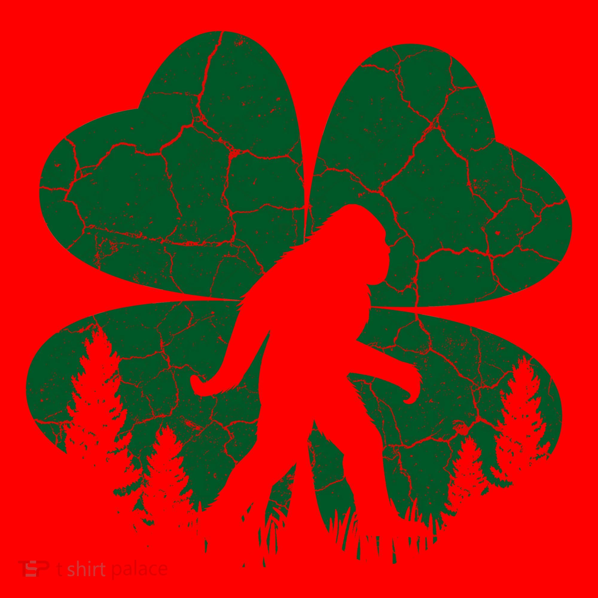 St Patricks Day Bigfoot Sasquatch Irish Clover Santa Hat