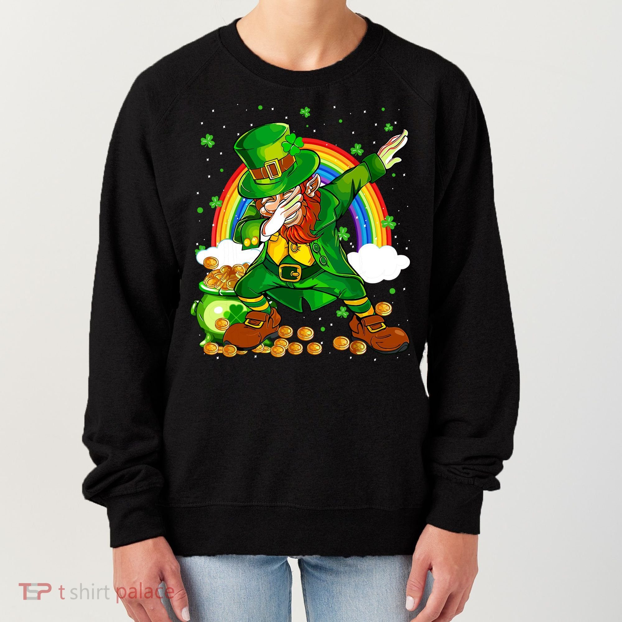 St Patricks Day Dabbing Leprechaun Boy Funny Dab Dance Women's Sweatshirt