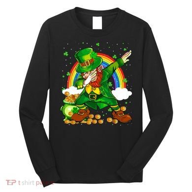 St Patricks Day Dabbing Leprechaun Boy Funny Dab Dance Long Sleeve Shirt