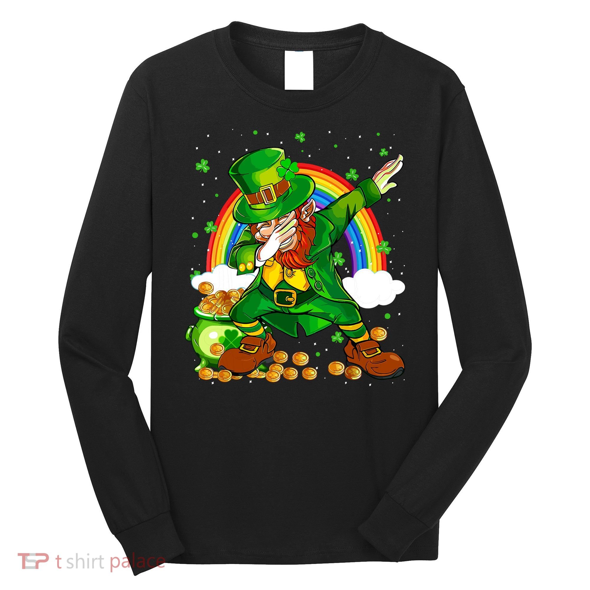 St Patricks Day Dabbing Leprechaun Boy Funny Dab Dance Long Sleeve Shirt