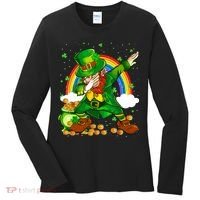 St Patricks Day Dabbing Leprechaun Boy Funny Dab Dance Women's Long Sleeve Shirt thumb 0