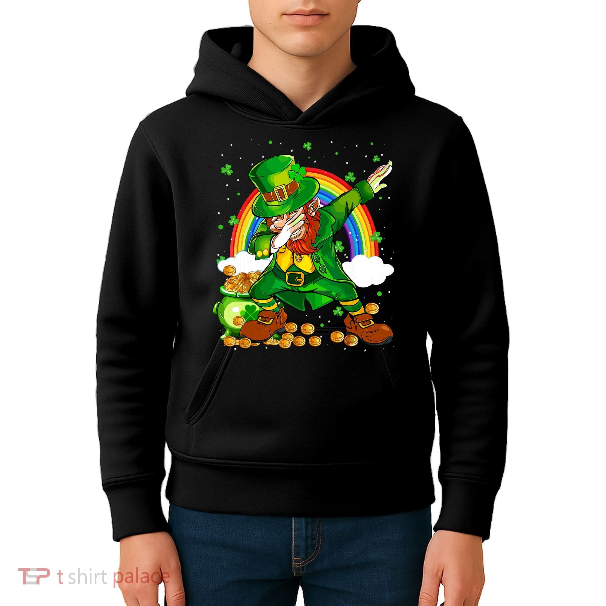 St Patricks Day Dabbing Leprechaun Boy Funny Dab Dance Kids Hoodie