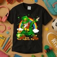 St Patricks Day Dabbing Leprechaun Boy Funny Dab Dance Kids T-Shirt thumb 3