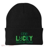Saint Patricks Day Matching Costumes One Lucky Frenchie Mama Gift Beanie thumb 0