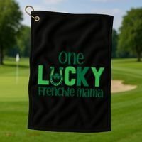 Saint Patricks Day Matching Costumes One Lucky Frenchie Mama Gift Golf Towel thumb 1