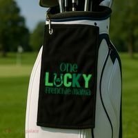 Saint Patricks Day Matching Costumes One Lucky Frenchie Mama Gift Golf Towel thumb 2