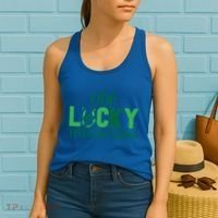 Saint Patricks Day Matching Costumes One Lucky Frenchie Mama Gift Women's Tank Top thumb 2
