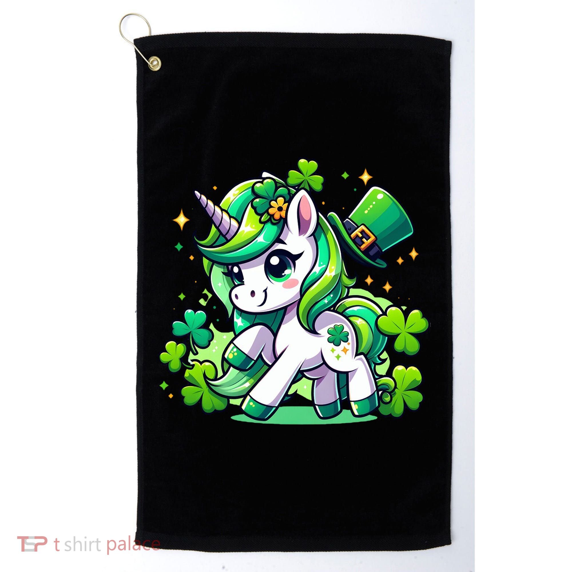 St Patrick Day Irish Unicorn Lepricorn Golf Towel