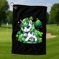 St Patrick Day Irish Unicorn Lepricorn Golf Towel thumb 1