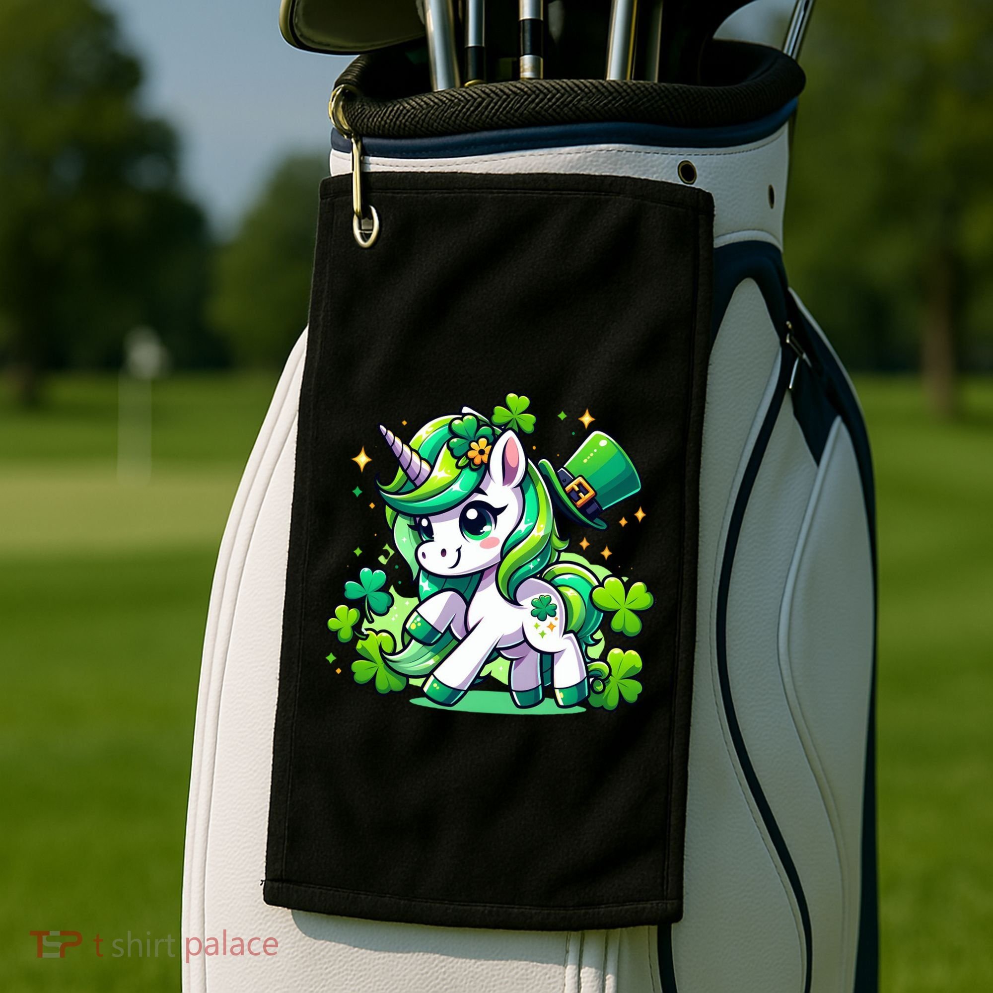 St Patrick Day Irish Unicorn Lepricorn Golf Towel