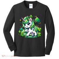 St Patrick Day Irish Unicorn Lepricorn Kids Long Sleeve Shirt thumb 0