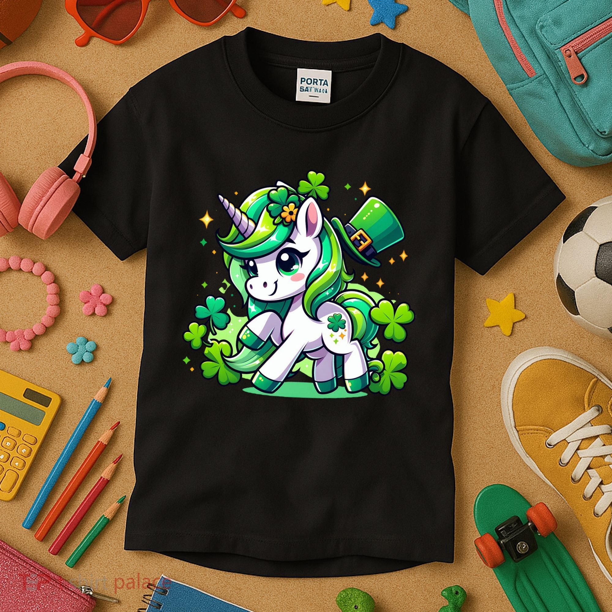 St Patrick Day Irish Unicorn Lepricorn Kids T-Shirt