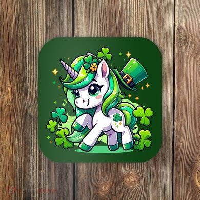 St Patrick Day Irish Unicorn Lepricorn Coaster