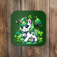 St Patrick Day Irish Unicorn Lepricorn Coaster thumb 0