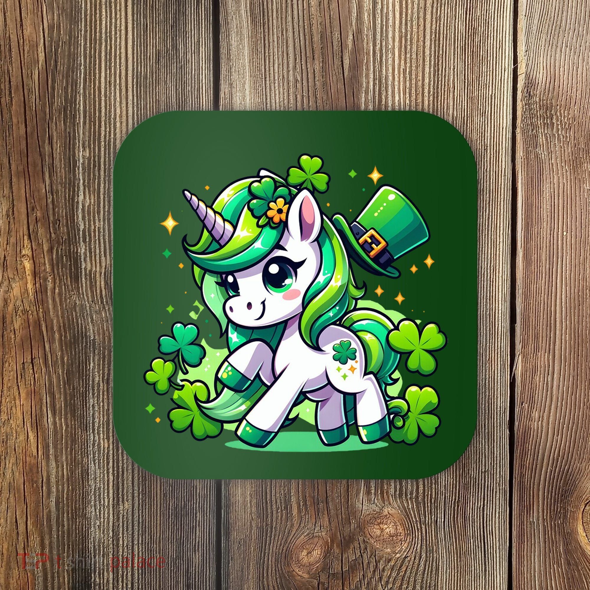 St Patrick Day Irish Unicorn Lepricorn Coaster