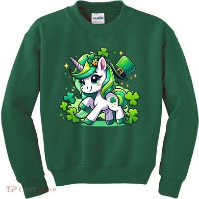 St Patrick Day Irish Unicorn Lepricorn Kids Sweatshirt