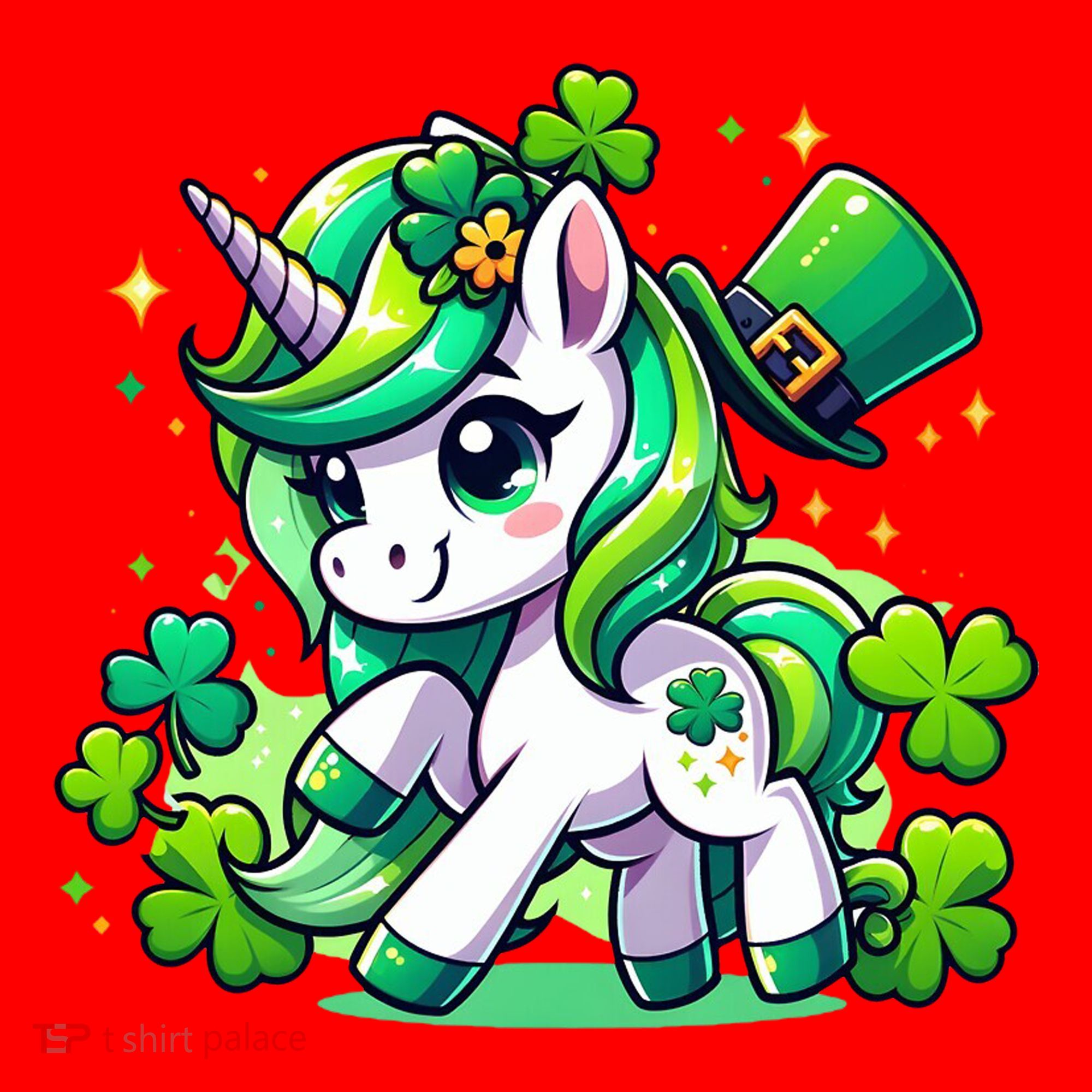 St Patrick Day Irish Unicorn Lepricorn Santa Hat