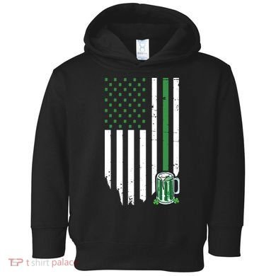 St Patrick's Day Beer American Flag Toddler Hoodie