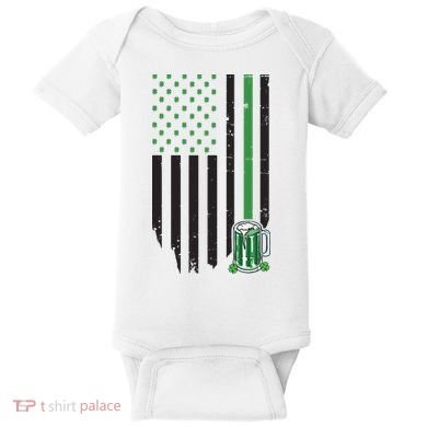 St Patrick's Day Beer American Flag Baby Bodysuit
