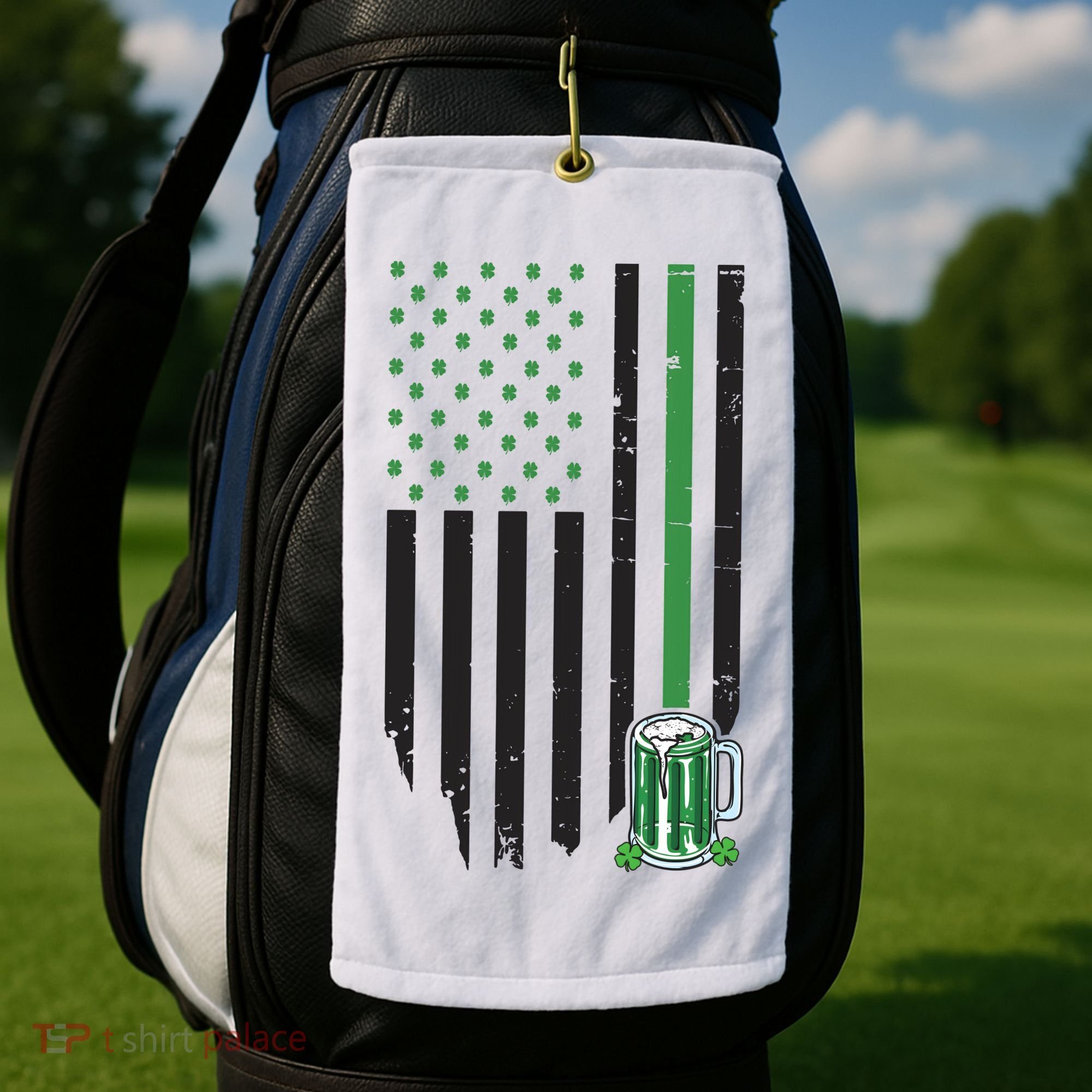 St Patrick's Day Beer American Flag Golf Towel