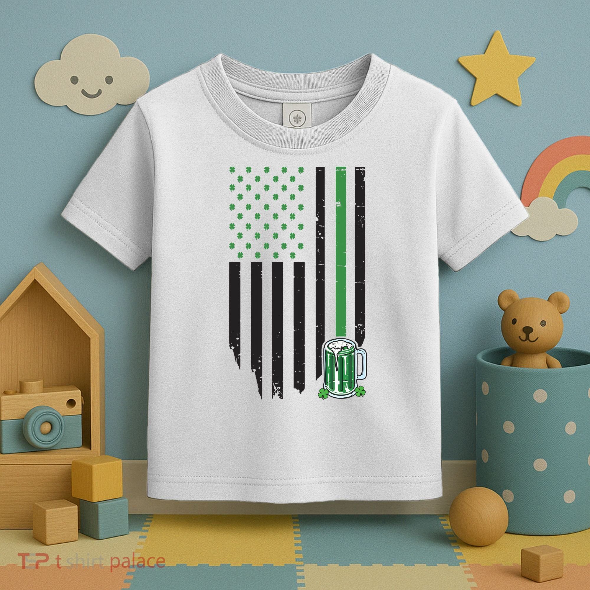 St Patrick's Day Beer American Flag Toddler T-Shirt